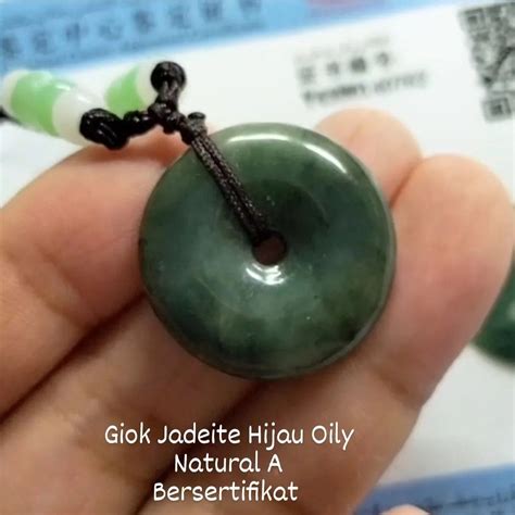 Giok Donat Ping An Kou Simbol Keselamatan Jadeite Natural Asli Hijau