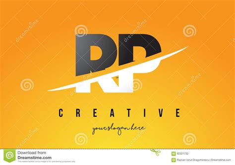 Rp R P Letter Modern Logo Design With Yellow Background And Swoosh