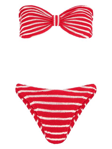 Hunza G Jean Striped Bikini Set Red FARFETCH UK