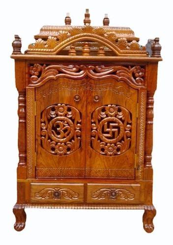 Brown Hand Carved Teak Wood Temple Size Dimension 3 5x2 5 Feet Hxw