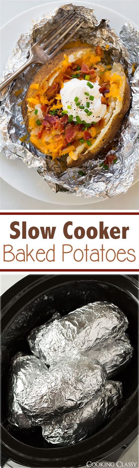 Slow Cooker Baked Potatoes Cooking Classy Slow Cooker Baking Cooking Food