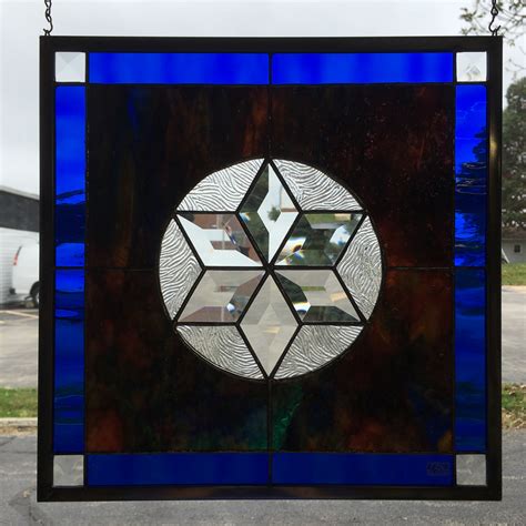 Mms Snowflake Bevel Cluster Finished Stained Glass Project Panel Glass House Store