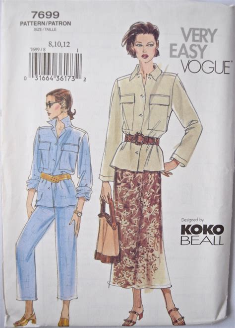 Koko Beall Very Easy Vogue 7699 Sewing Pattern Misses Loose Fitting Jacket With Pockets A Line