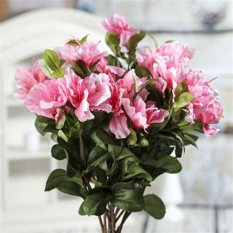 Pink Artificial Azalea Bush Bushes Bouquets Floral Supplies