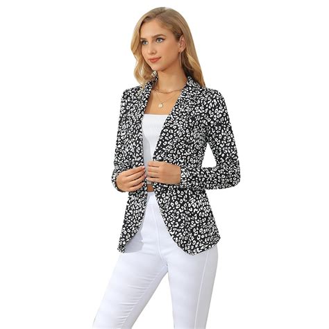 Womens Open Front Long Sleeve Lapel Business Work Office Jacket