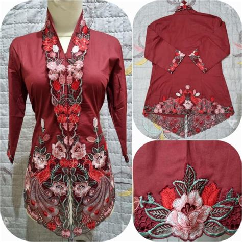 READY STOCKBaju Kebaya Nyonya Sulam Merak Pelbagai Warna Lengan 3