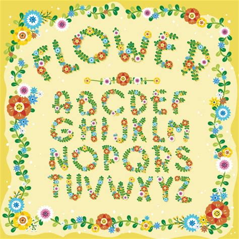 Flower Alphabets With Frame Vectors Ai Uidownload