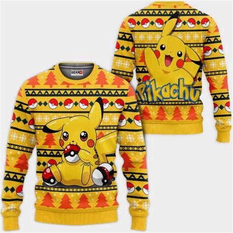 Pikachu Anime Pokemon Xmas Ugly Christmas Knitted Sweater Teeruto