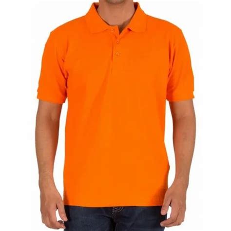 Cotton Plain Men Orange Collar T Shirt Polo Neck At Rs Piece In