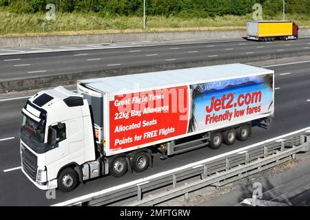 Aerial View Of Articulated Hgv Lorry Truck On Motorway Trailer Loaded