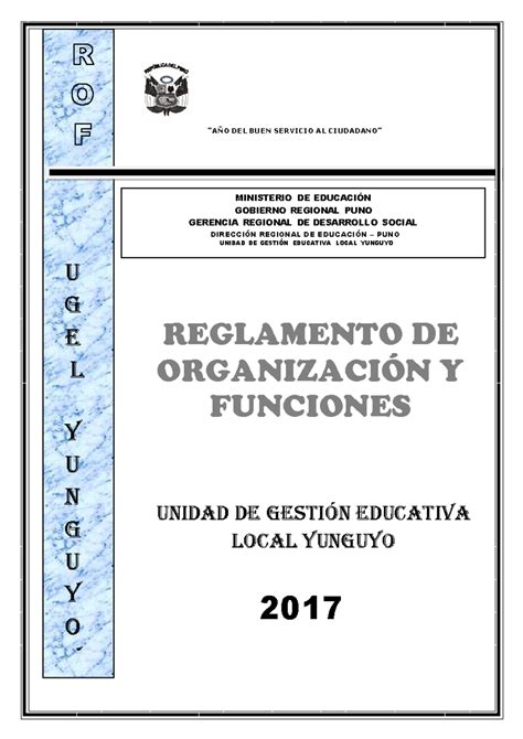 ROF UGEL Yunguyo AÑO DEL BUEN SERVICIO AL CIUDADANO REGLAMENTO DE