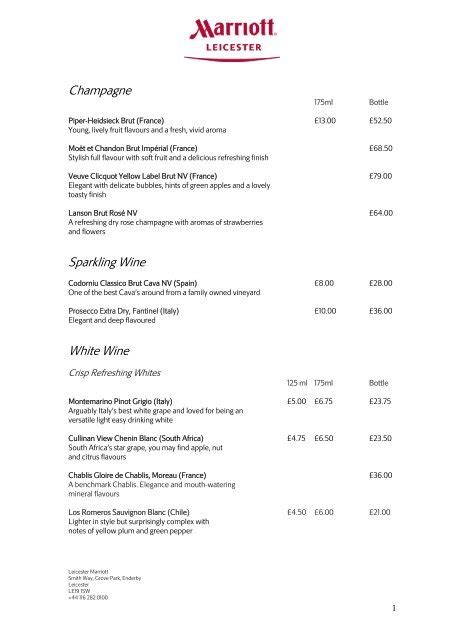 Marriott Restaurant Menus