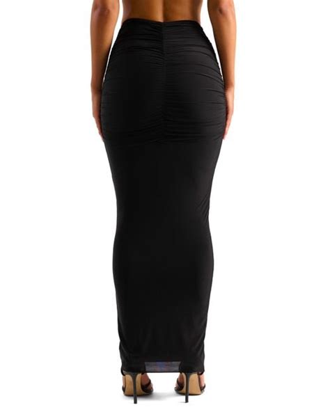 Naked Wardrobe Hourglass Ruched Maxi Skirt In Black Lyst