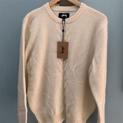 Wavey Stussy ‘double Cable Sweater Knitted Jumper Depop