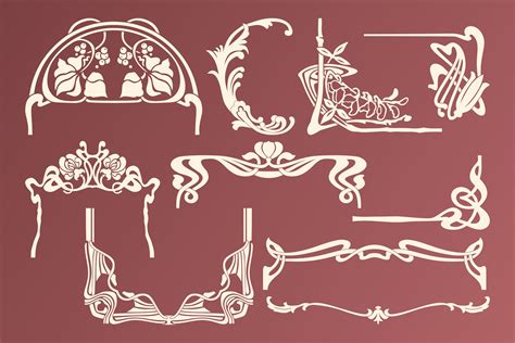 48 PNG SVG Art Nouveau Corners And Frames Graphic Accents Etsy