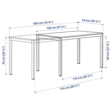 Vihals Table Extensible Blanc 120180x74 Cm Ikea