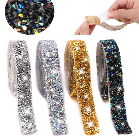 Qiao Zelfklevende Steentjes Trim Glitter Kristal Tape Strass Lint