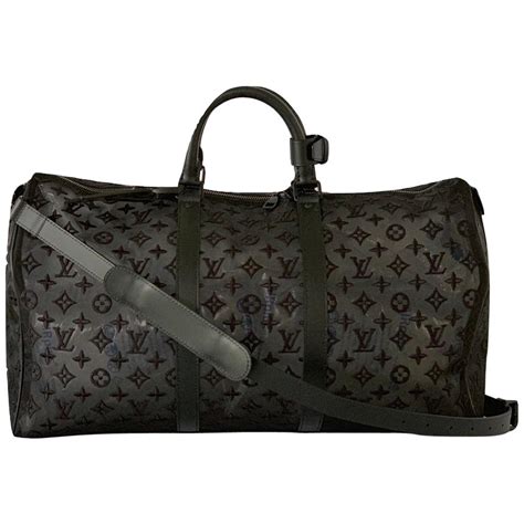 Louis Vuitton Black Keepall Bandouliere 50 Virgil Abloh M53971 At