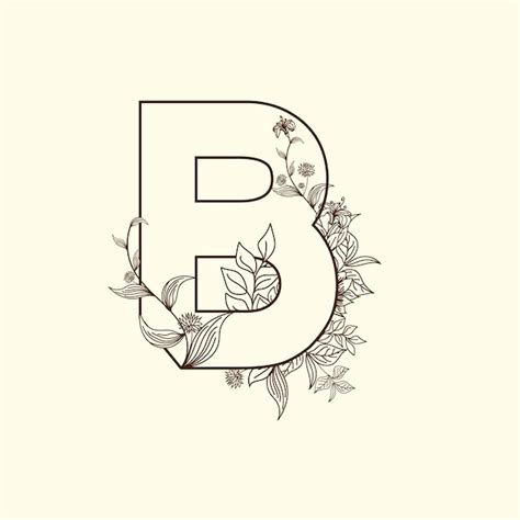 Premium Vector | Floral B Letter line art alphabet design illustration