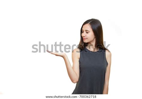 Young Excited Woman Standing Happy Smiling Stock Photo 700362718