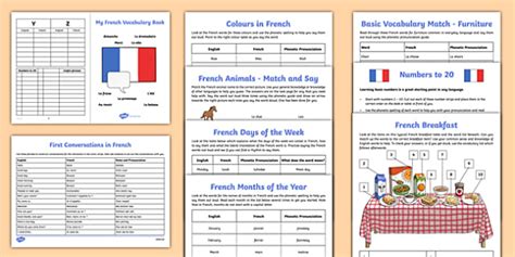 French For Beginners Learn French Worksheet Pack