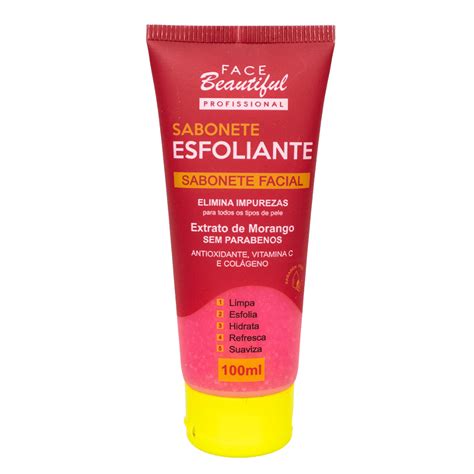 Sabonete Facial Esfoliante Extrato de Morango Face Beautiful ÚNICO