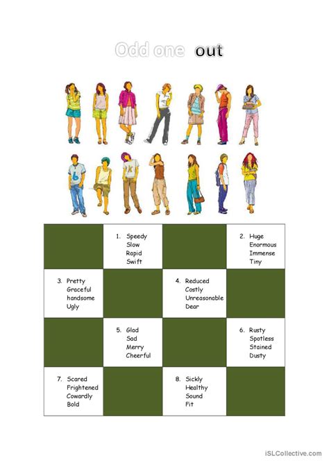 Odd One Out Adjectives English Esl Worksheets Pdf Doc