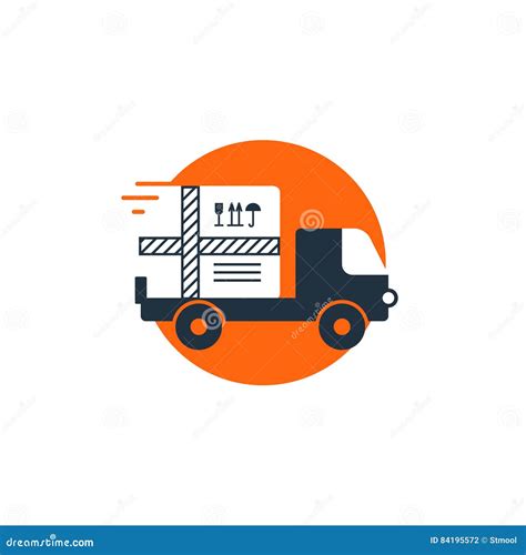 Delivery Logistics Services Icon Move Boxes Loading Truck Fast Time