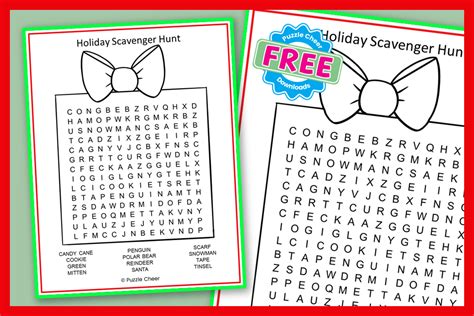 Holiday Scavenger Hunt Word Search Puzzle Cheer