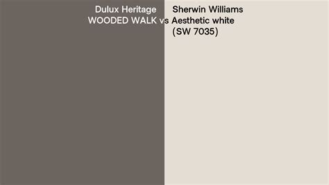 Dulux Heritage Wooded Walk Vs Sherwin Williams Aesthetic White Sw 7035 Side By Side Comparison