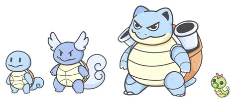 Squirtle Blastoise Caterpie And Wartortle Pokemon Drawn By Selen