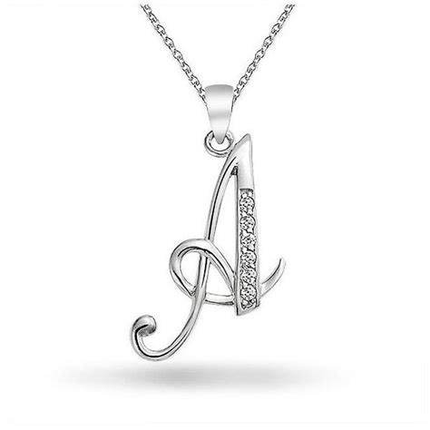 Bling Jewelry 925 Silver Cz Cursive Initial Letter A Alphabet Necklace