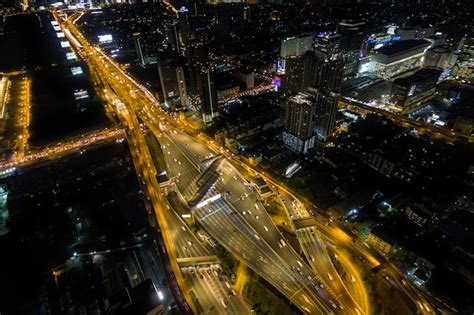 Premium Photo | Aerial view road traffic transportation and city in ...