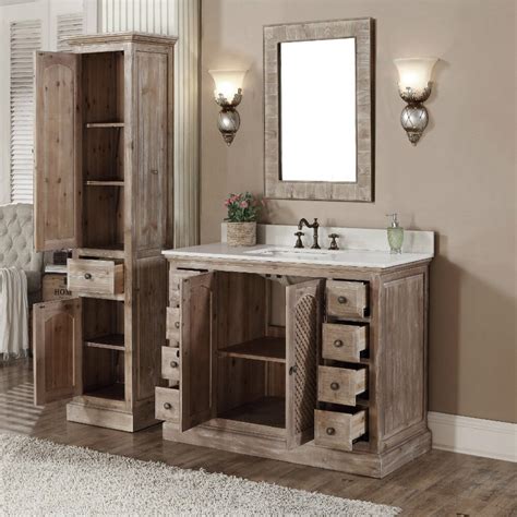 InFurniture WK Series 49 Single Bathroom Vanity Set With Linen Tower