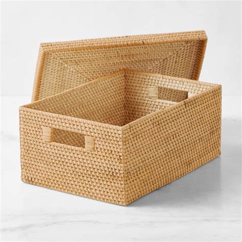 Hold Everything Rattan Lidded Baskets Williams Sonoma