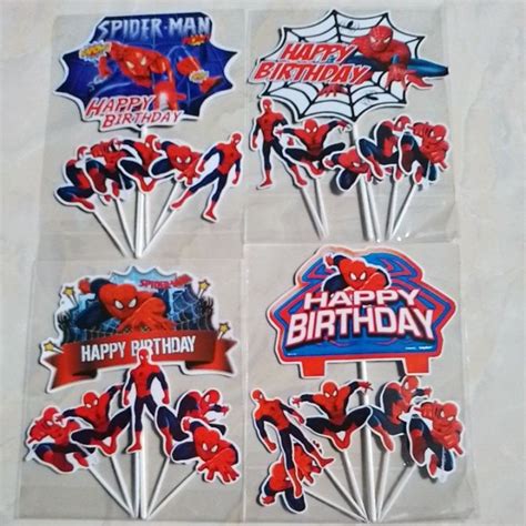 Jual Topper Ulang Tahun Hiasan Kue Tart Spiderman Shopee Indonesia