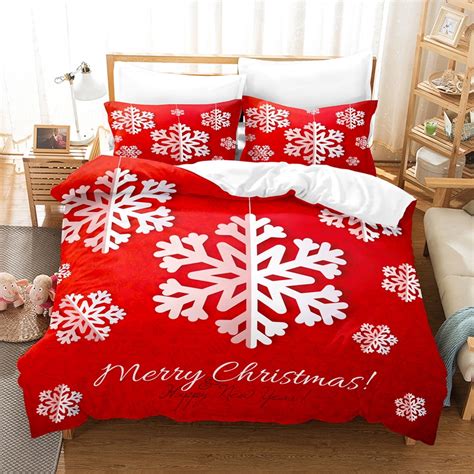 Merry Christmas Bedding Sets Queen Snowman Snowflake Elk Printed Xmas ...