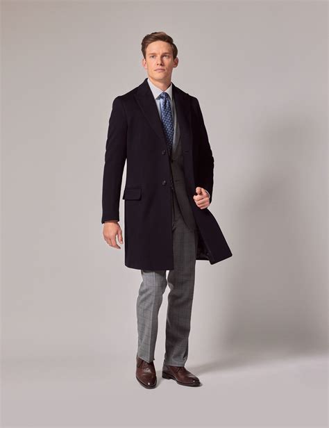 Men S Navy Italian Wool Coat Collection Hawes Curtis