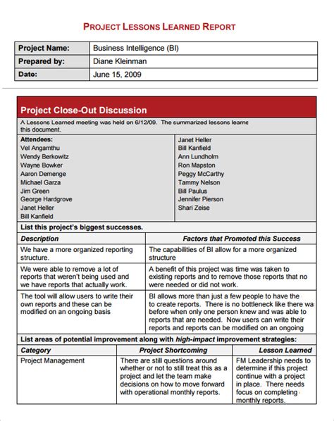 Lessons Learned Template 6 Download Free Documents In Pdf Word Excel