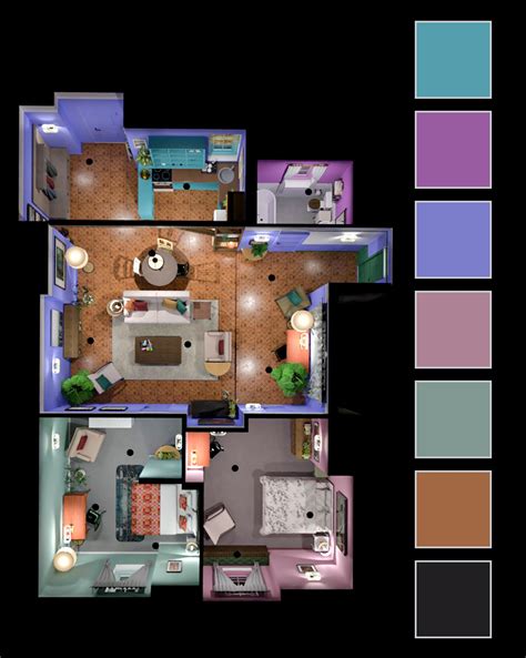 Create the floorplan of Monica's apartment from Friends together with ...