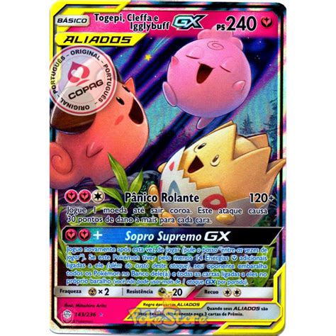 Carta Pokemon Togepi Cleffa E Igglybuff Gx Aliados Portugu S