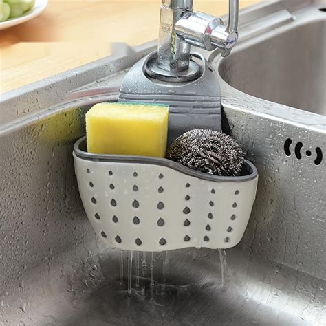 Pc Kitchen Organizer Adjustable Snap Sink Sponge Holder Kitchen