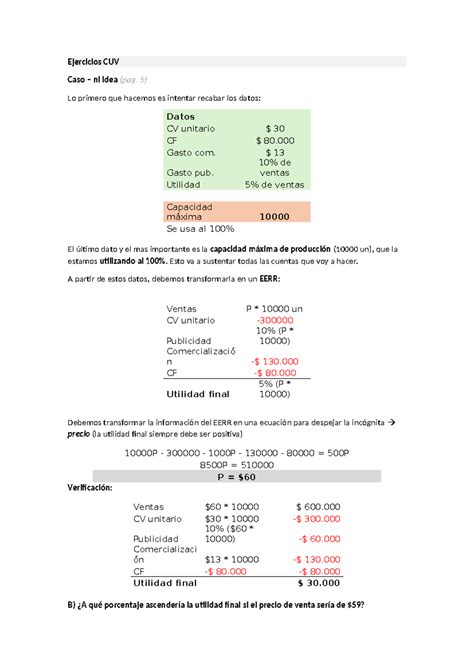 Ejercicios Cuv Resumen Ejercicios Cuv Caso Ni Idea Pag Lo