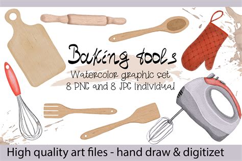 Watercolor Bakery Clipart. Baking Tools Graphic by Fenrir_ka · Creative ...