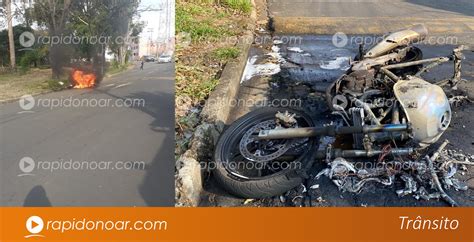 Motocicleta Pega Fogo No Jardim Gl Ria Em Limeira R Pido No Ar