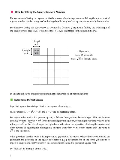 Lesson Square Roots Of Perfect Squares Nagwa