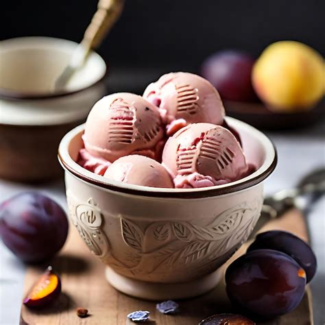 Premium Photo Homemade Roasted Plum Ice Cream Recipe Food Photography Ai