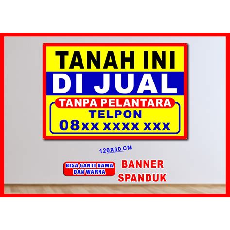 Jual Spanduk Tanah Ini Dijual Banner Tanah Ini Dijual X Cm Cod