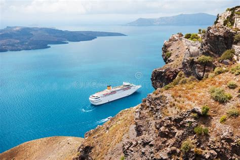 Cruise Ship At The Sea Near The Greek Islands Stock Photo Image Of