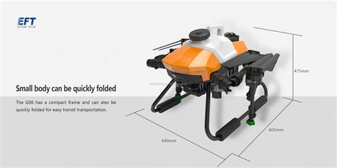 New Eft G06 6l Drone Four Axis 6kg Rc Agriculture Spray System Extension Rod Sprayer Plant Uav